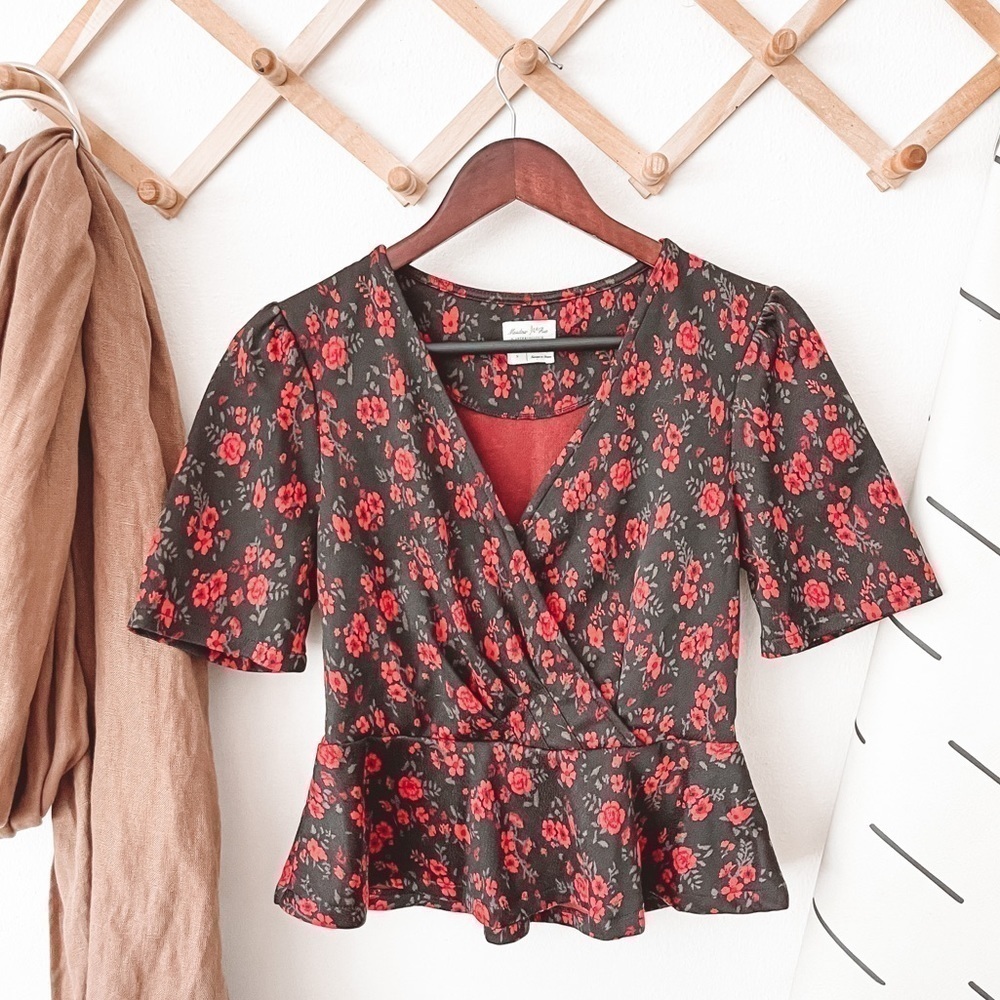 Anthropologie Meadow Rue Heartland Floral Peplum Top